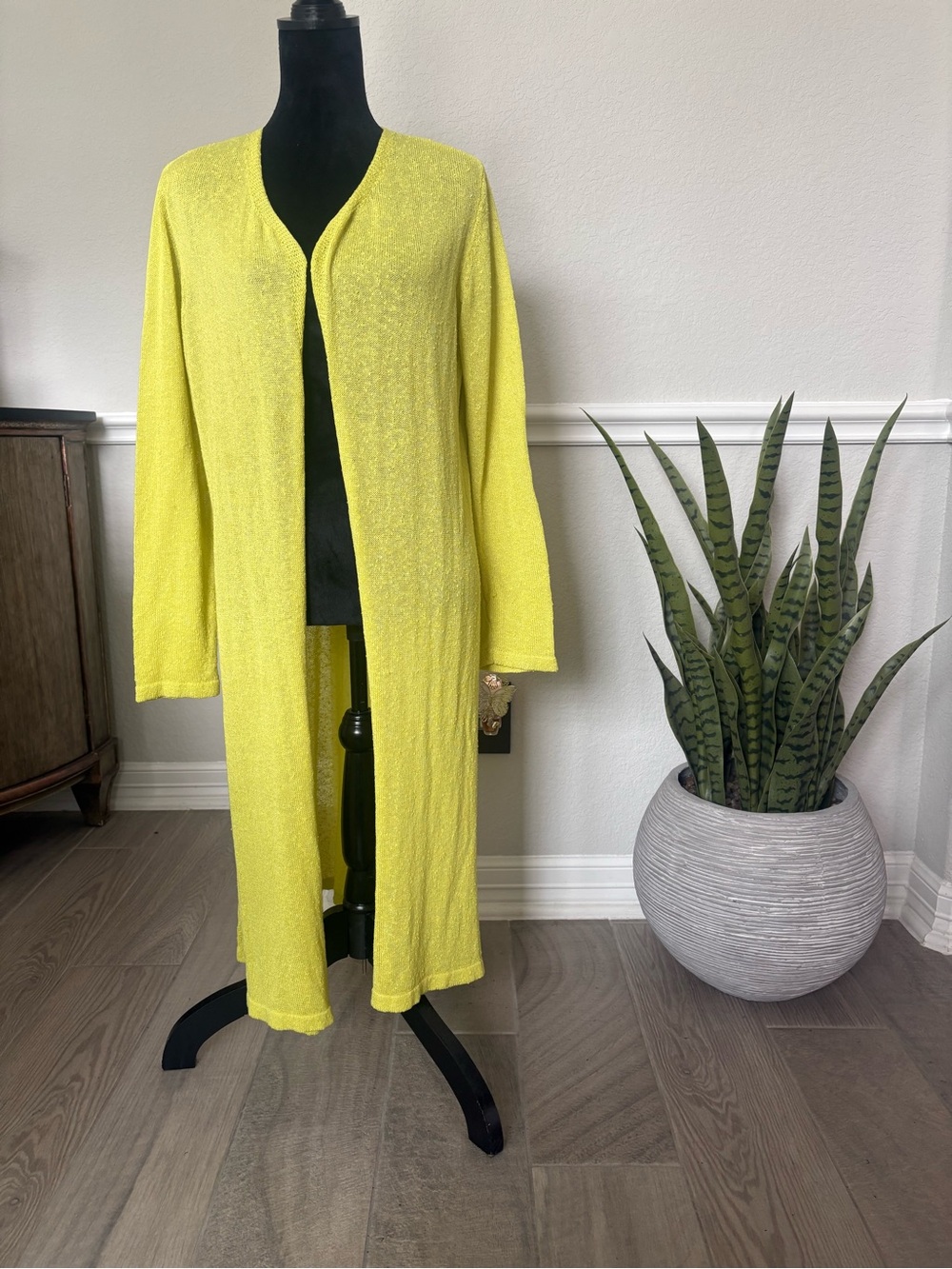 Vince Camuto Bright Yellow Longline Open-Front Cardigan